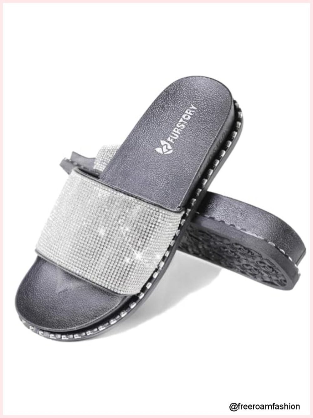 Rhinestone Glitter Platform Slides House Slippers Bling Flat Sandals Cozy